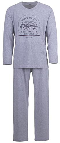 Lucky Herren Pyjama Set Vintage Langarm Schlafanzug Baumwolle