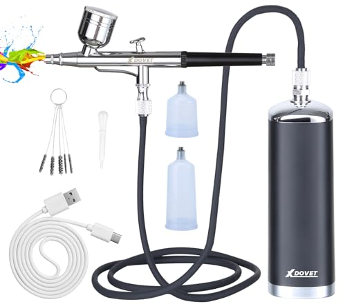 XDOVET 32PSI Upgraded Airbrush Kit with Air Compressor, Mini Airbrush Kit, Rechargeable Hand Airbrush Set for Painting