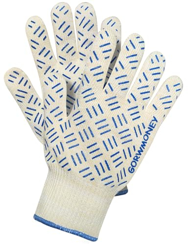 Ofenhandschuhe, 500 °C hitzebeständige Grillhandschuhe, Küchenhandler für heiße Oberflächen, Ofenhandschuhe, perfekt zum Kochen, Backen, Grillen, Kamin und Camping, 1 Paar, Weiß