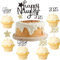 ALEGRE Silvester Deko 2025 Tortendeko 9 Stück Happy New Year Tortendeko,Hello 2025 Cake Topper Schwarz Gold Kuchendeko Neujahr,Stern Cupcake Topper für 2025 Neujahr Deko