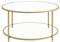 VASAGLE Round Side Table, Small Coffee Table, 2-Tier Tempered Glass End Table with Steel Frame, Bedside Table, with Open Storage Shelf, Modern Style, for Living Room, Bedroom, Gold LGT035A61
