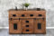 SAM Sideboard Libro II, Akazienholz massiv + nussbaumfarben, Kommode mit 2 Holzschiebetüren, 7 Schubladen & 2 offenen Fächern, Türelemente, Griffe & Reling aus Eisen, 150 x 90 x 45 cm