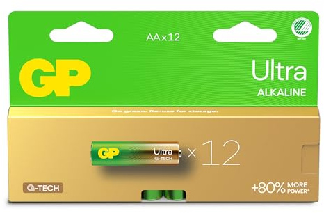 GP - Ultra Alkaline Battery, Size AA, 15AU/LR6, 1.5V, 12-Pack