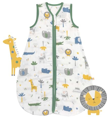 schlummersack Schlafsack Baby Sommer 90 cm dünn Bambus-Musselin Dschungel | Babyschlafsack Sommer 0.5 Tog 0 5 Tog Baby Schlafsack Sommer | Sommer Schlafsack Baby ungefüttert