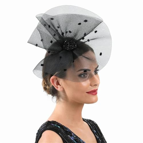 Fascinator für Damen, Netzstoff, Brautschmuck, Make-up, Abschlussball, Kopfschmuck, Fotografie, Haarschmuck, Schwarz