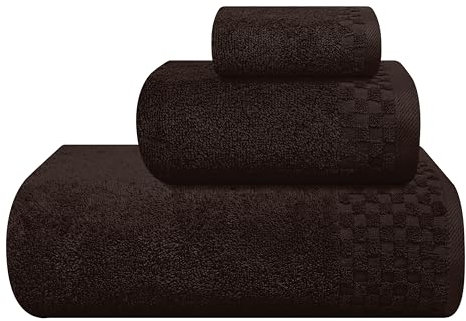 MyOwn Ultra Soft 3er-Pack Baumwoll-Handtuch-Set, enthält a übergroße Badetücher 70 x 140 cm, a Handtücher 40 x 60 cm und a Waschbetten 30 x 30 cm, Braun