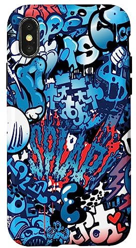 Blaue Graffiti-Kunst-Handyhülle Hülle für iPhone X/XS
