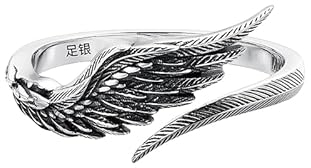Sterling Silver Guardian Angel Wings Ring Männer trendy Frauen vielseitiger Kreis Federflügel Ring Geschenk