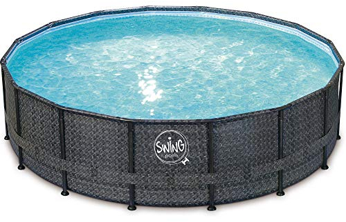 Frame Pool Elite 488 x 122 cm rund - Rattan dunkel grau