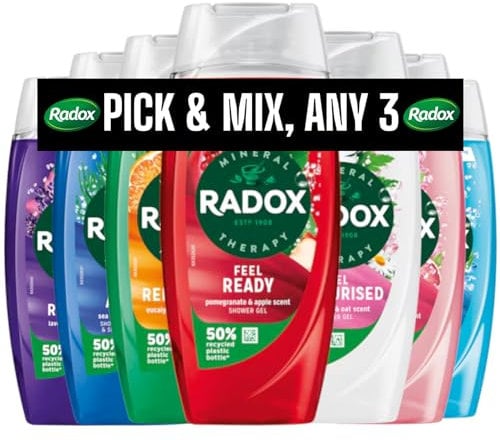 Radox Mineral Therapy Body Wash Shower Gel Collection Bundle | 3 x 225ml | Pick Any 3 | Mood-Boosting Fragrance | Build your Own Bundle.