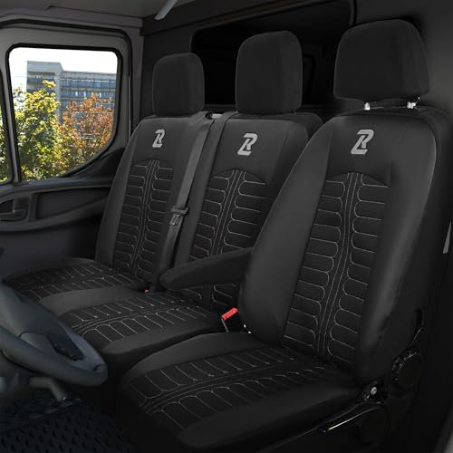 LUCARO Sitzbezüge Auto für Mercedes Sprinter 3 ab 2018 - Sitzbezügesets 1+2 - Auto Sitzbezüge Schwarz grau - Mercedes Sprinter Sitzbezug - Mercedes Sprinter Sitzbezug