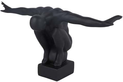 BURLOE Schwarz, Sport Mann Raumdekoration Handwerk Skulpturen Statuen, for Hausgarten Büro Ornamente Einrichtungsfiguren Mit Ausgestreckten Armen Harz Skulptur