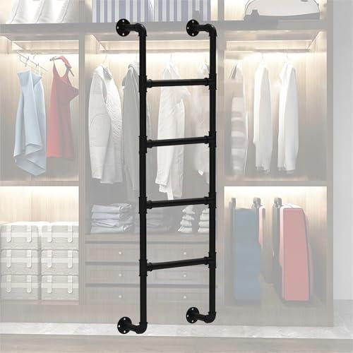 Renmlion Non Slip Loft Bed Ladder, Black Metal Step Ladder 4ft 5ft 6ft 7ft 8ft Height Entrance Egress Ladder, Multi-function Safety Railing Ladder for Household Outdoor Dorm(100cm/39in)