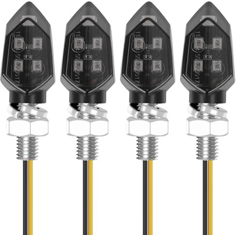 Kinstecks ​​4 STÜCKE Mini Motorradblinker Blinker 12 V für Motorrad Roller Quad Cruiser Harley Kawasaki Yamaha Suzuki Offroad