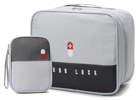 HXSYKJDM 2Pcs First Aid Bag, Medicine Travel Storage Bag, Waterproof Empty First Aid Pouch, Portable Medicine Storage Bag Built-in Compartment for Home Travel