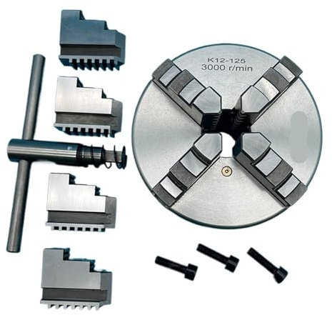 UOUOBEAR Drehfutter, 125 MM, 4-Backen-Drehfutter K12-125, Metallfutter, selbstzentrierendes Drehfutter for Mini-Drehmaschine WM210V