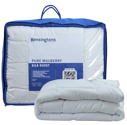 KENSINGTONS LUXURY BEDDING Bettdecke mit Maulbeerseide, gefüllt, 15 Tog, Einzelbett, 135 x 200 cm, Premium-Qualität, weich und warm, hypoallergen, atmungsaktiv, perfekt für Komfort und