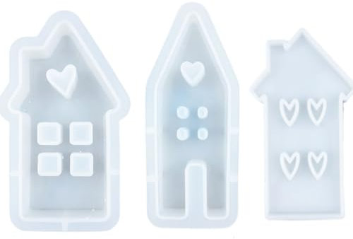 3 Stück Silikonform Haus, Gießformen Silikon, Silikonformen Gießformen, Gießform Haus, Häuser Gießformen Silikon, Silikonform Haus Mit Fenster, für Seife, Gips, Handwerk