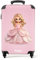 NoBoringSuitcases.com Kinderkoffer Mädchen, Koffer Kinder, Reisekoffer, KabinenKoffer, Koffer Mädchen, Rollkoffer Klein, Carry On, Koffer Handgepäck 55x40x20 cm (Blonde Prinzessin - Rosa)