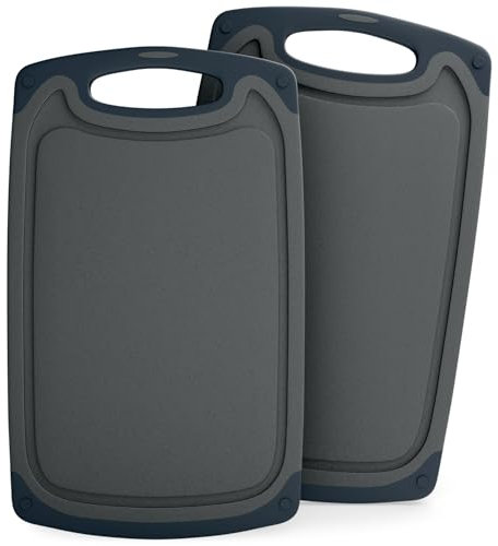 Blumtal Frühstücksbrettchen Kunststoff 25x15 cm im 2er Set - Brettchen spülmaschinenfest - Frühstücksbretter Kunststoff BPA-frei - Frühstücksbrettchen spülmaschinenfest - kleine Brotbretter Grau