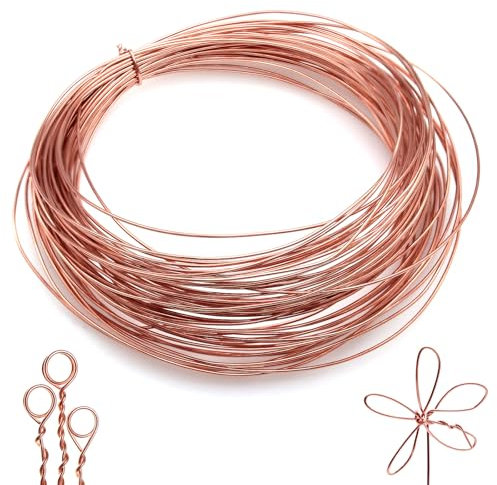PWGHWG Alambre de Cobre T2 Alambre de Cobre Puro 1mmx20m Hilo de Cobre Se Utiliza para Alambres y Cables Trenzado de Metales Cultivo de Plantas y Producción Artesanal de Bricolaje