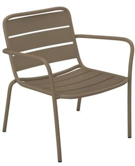 Vente-unique-Gartensessel niedrig & stapelbar - Metall - Taupe - MIRMANDE von MYLIA