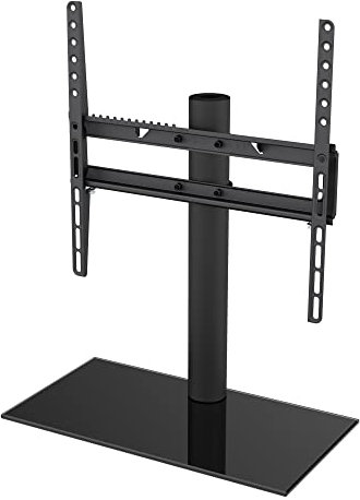 AVF Universal TV Base Stand – Swivel Tabletop Mount for TVs Up to 55” / 30kg – Black Glass Base – VESA Compatible – Ideal Replacement for Original TV Feet – Model B400BB