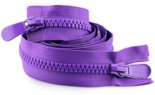 ZIPZSY 2 cerniere a doppio cursore (estremità aperta), con denti triangolari in resina, doppia cerniera, resistente, per cucito, fai da te, abbigliamento e borse (viola, 80 cm)
