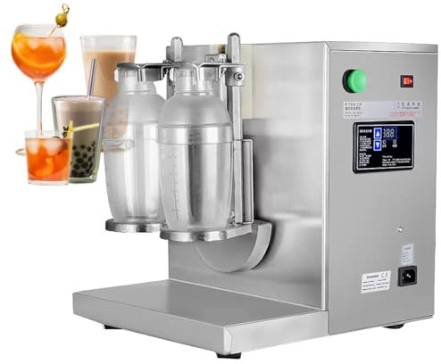 Automatic Milk Tea Shaking Machine, Electric Double Frame Milk Tea and Cocktail Shaker, 340r/min, Stainless Steel & Double Cups for for Bubble Tea, Juice, Coffee, Milk, Wine