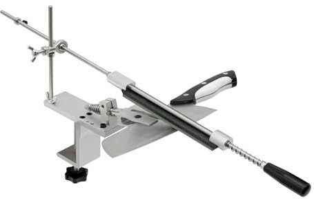 Messerschärfer Profi mit 6 Schleifstein, 360 Flip Messerschärfer Werkzeug, Fixed Angle Küchenmesser Schärfen Tool Kit mit Quick Clamp Design, Knife Sharpener