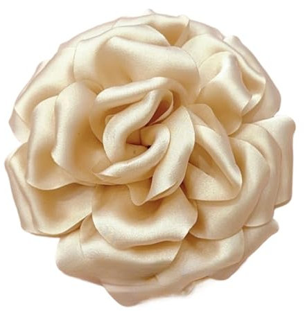 Broche Fleur Broche fleur de Rose en tissu fait à la main 11CM, épingles à revers de Corsage for femmes, accessoires bijoux de fête de mariage(Gold)