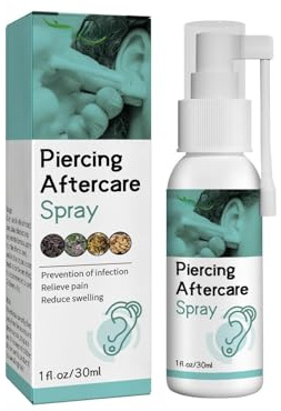 Piercing Cleaning Solution, Saline Spray Piercing, Piercing Aftercare Spray For Ear, Nose, Tongue & Navel Care, Sterile Saline Solution Piercing & Wound Care, Nose Piercing Cleaning Solution -30ML