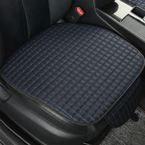 Eclove Elegantes Sitzkissen Auto, Sitzauflagen Vordersitze aus Leder, Komfort & Atmungsaktiv Auto Sitzkissen, rutschfest Sitzauflage Car, Car Seat Cover für Ganzjahreskomfort (Schwarz-Blau, 50×50 cm)