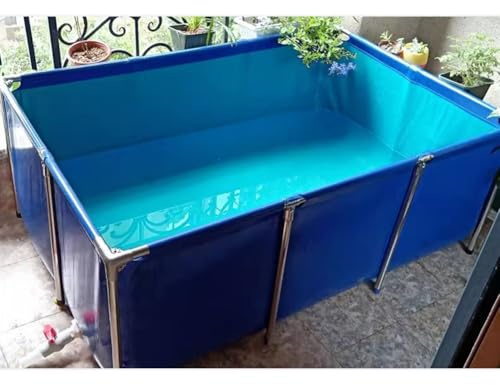 Generico Laghetto per Carpe Koi Fuori Terra - Rivestimento in PVC Resistente con Struttura in Acciaio, Facile da Montare, 80x50x35 cm, Acquario per Allevamento di Carpe Koi e Tartarughe, Piscina per
