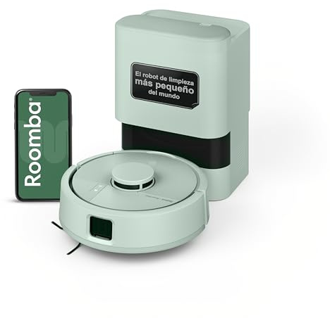 iRobot Roomba Mini Robot Aspirador y Friegasuelos con Base AutoEmpty (hasta 90 días), Navegación LiDAR, Aspiración 7000Pa, Diseño Compacto para Espacios Reducidos, App, Mopas perfumadas, Verde