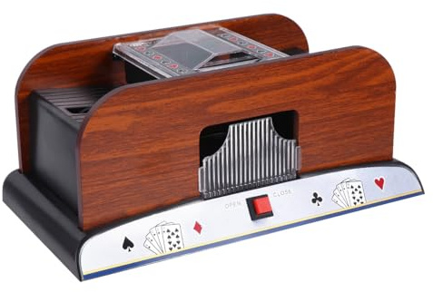 Veemoon Mélangeur de Cartes Électrique Noir en Matériau Synthétique pour Jeux de Cartes, Fonctionnement à Bouton-Poussoir, pour Bridge et Jeux de Société