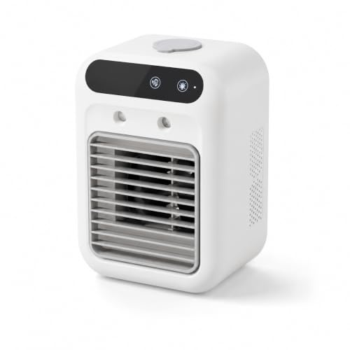 Portable Air Cooler, Desktop Evaporative Air Cooler with 3 Speeds, Personal Mini Cooling Fan with Water Tank, Quiet USB Powered Air Cooler for Bedroom, Office, Home, No Installation Required (White)