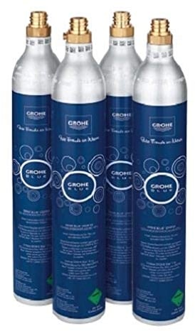 GROHE Blue - Starterset 425g CO2 (4 Stk, bis zu 60 Liter sprudelndes Wasser pro Flasche), 40422000