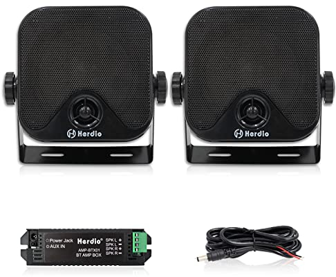 Herdio 120 Watts Outdoor Bluetooth Speakers Waterproof Surface Mounted For Marine Boat ATV UTV Heavy Duty Powersports Vehicles Backyard,Black