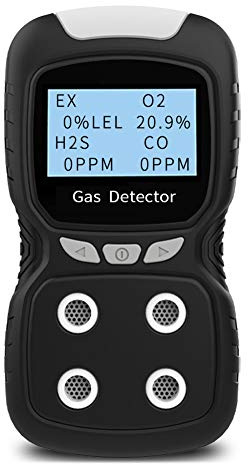 XLA Alert Detector de gas portátil, clip de gas 4 analizador de gases medidor oxigeno aire, pantalla LCD recargable prueba de calidad de aire, detector de 2 años...