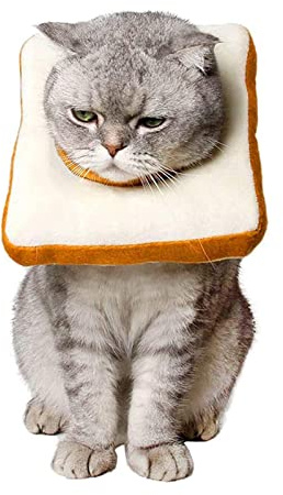 Adjustable Cat Cone Collar Soft, After Surgery Recovery Neck Cone, S | Reusable bread cat cone to stop licking and scratching, elizabethan collar alternative, machine washable, soft cotton filled
