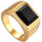 JewelryWe Schmuck Herren-Ring Edelstahl Glas Quadrat Siegelring Bandring Hochzeit Engagement Verlobung Ringe mit Gravur Gold Schwarz, Größe 54