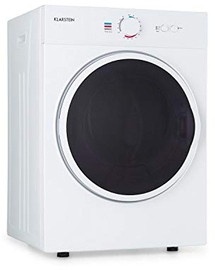 Klarstein Jet Set Torktumlare - frånluftstork, 1020 W, fristående/underbyggnad, 3 kg, frånluftstorkning, värmeval, timer, kompakt: 49 x 69 x 47,5 cm, trumma i rostfritt stål, vit