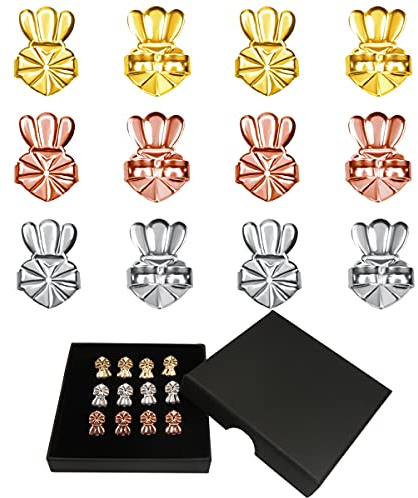 TOAOB 6 Paar Ohrringheber Magischer Ohrring zurück Ohrringhebel Golden Silber Roségold Kronenform Ohrring Verschlüsse 10 x 14.5 mm für Ohrring Zubehör