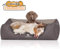 Knuffelwuff Orthopädisches Hundebett Outlander aus Laser-gestepptem Kunstleder XL 105 x 75cm Dunkelgrau/Grau - Abnehmbarer Bezug - leicht zu reinigen - für große, mittelgroße und kleine Hunde