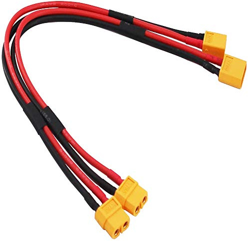 Yiqigou 2 pcs XT60 Male Plug Connector to XT60 Female Plug Connector Adapter Extension with 30cm 14AWG Silicone Wire (xt60 cable)