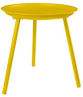 MHBGX Schreibtisch, Dekorativer Tisch, Klapptablett Couchtisch Einfache Schmiedeeisen Metall Beistelltisch Sofa Kleiner Runder Tisch,Gelb,35 X 50 cm