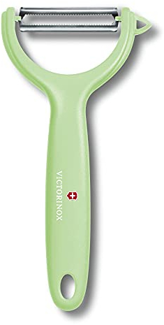 Victorinox Valle Swiss Classic-Pelador de Verduras para Tomates, Kiwi, Hoja de péndulo, Afilado con Doble Filo, Verde Claro, Acero Inoxidable Plástico