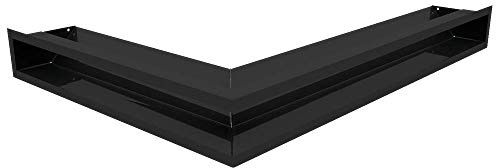 KRATKI Lüftungsgitter Luft 547 x 766 x 90 mm schwarz Eck rechts Kamingitter | 45° Luftauslass, für Kaminbelüftung. Für moderne Innenräume, für Warmluftverteilung