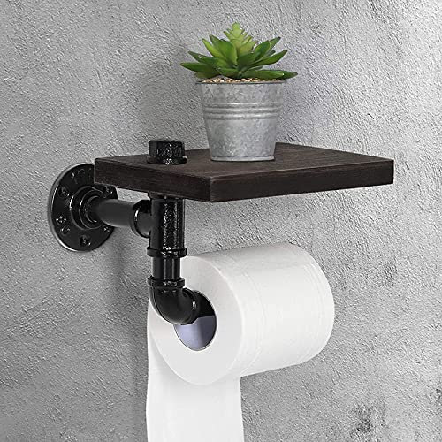 Derouleur Papier WC Industriel Porte Papier Toilette avec Étagère Porte Papier Toilette Vintage, Rustique, Décoration de Maison